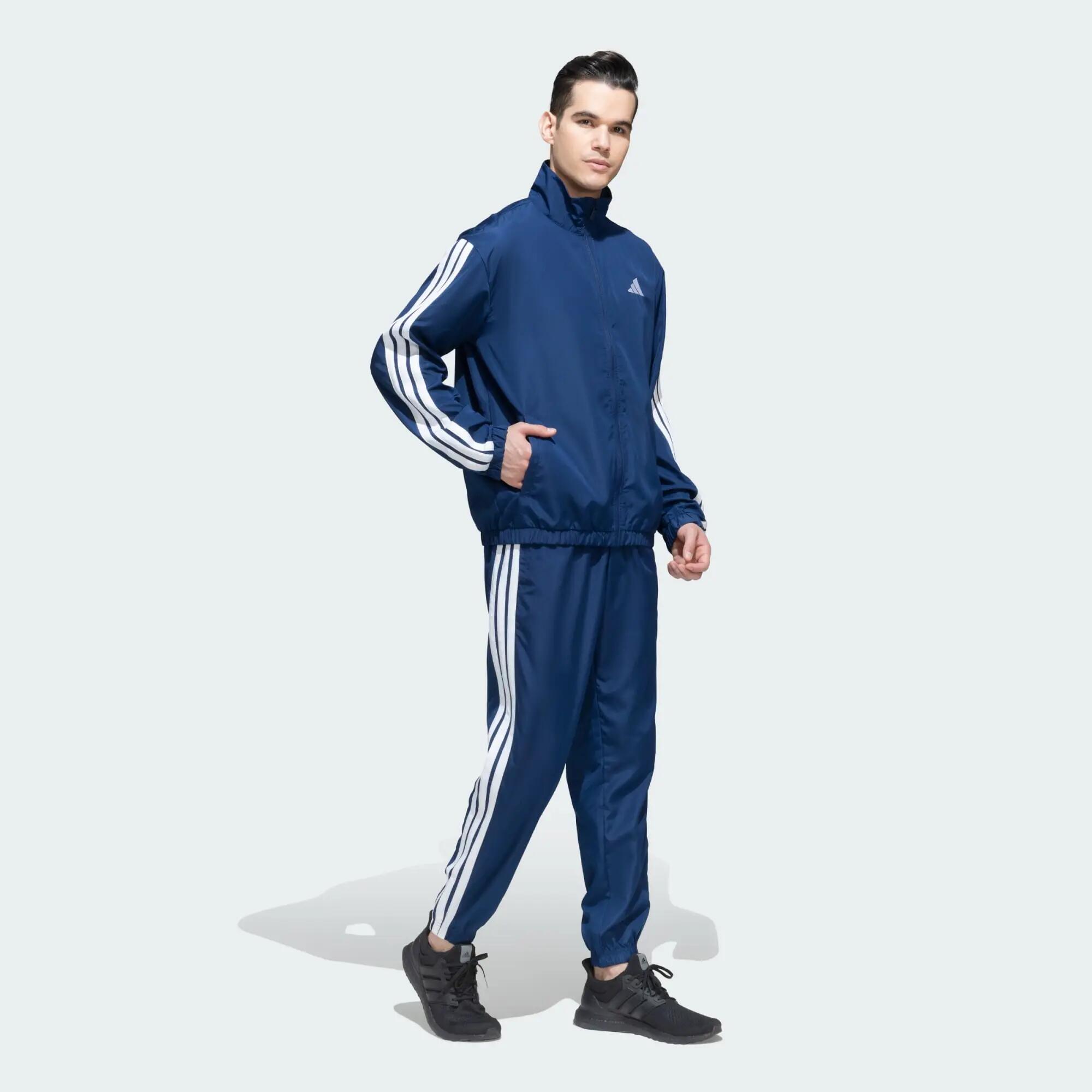 Adidas M 3S WV TT TS Men Sports Track Suit Blue -  4