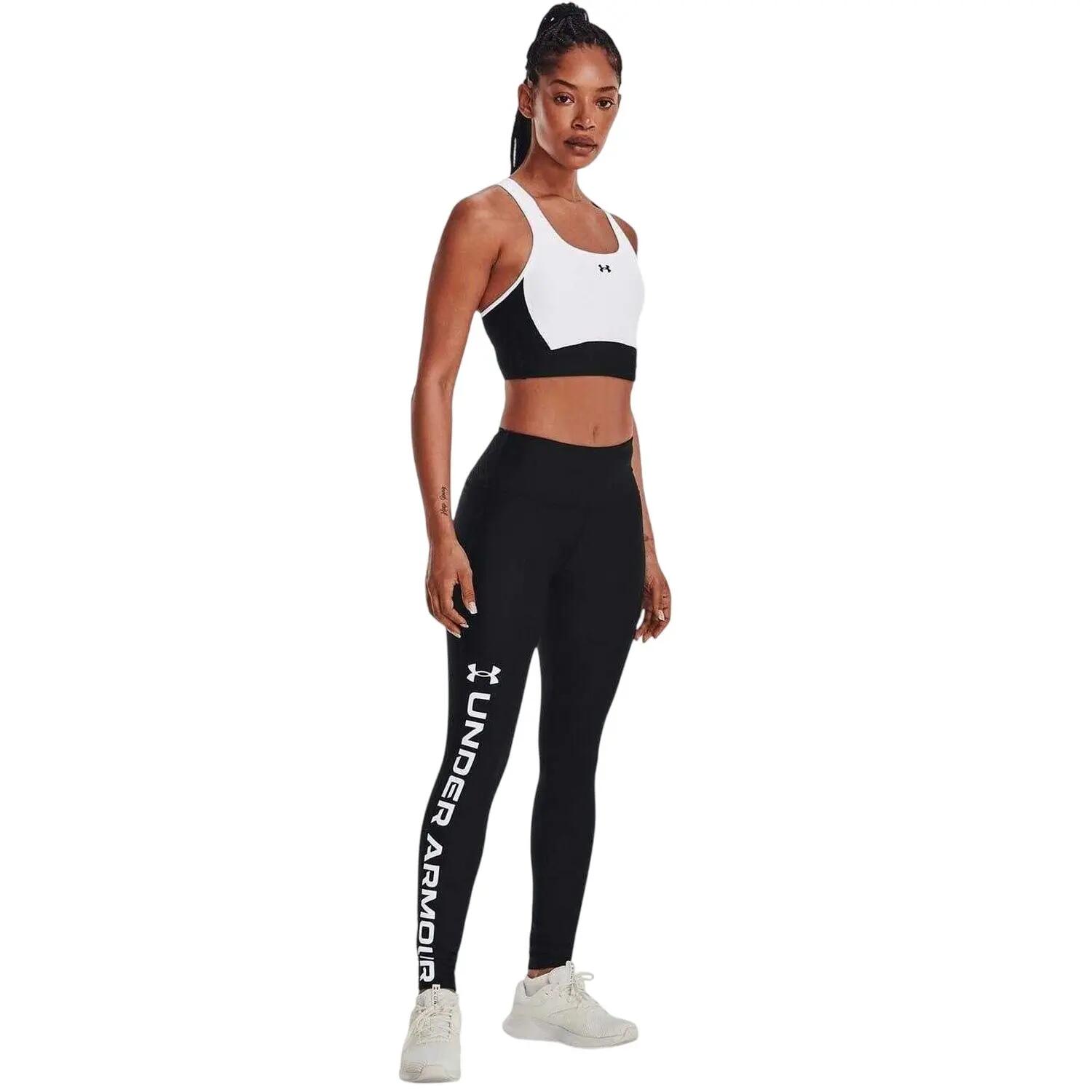 Pantacollant Vita Alta Donna Under Armour Performance Nero Bianco 1/4