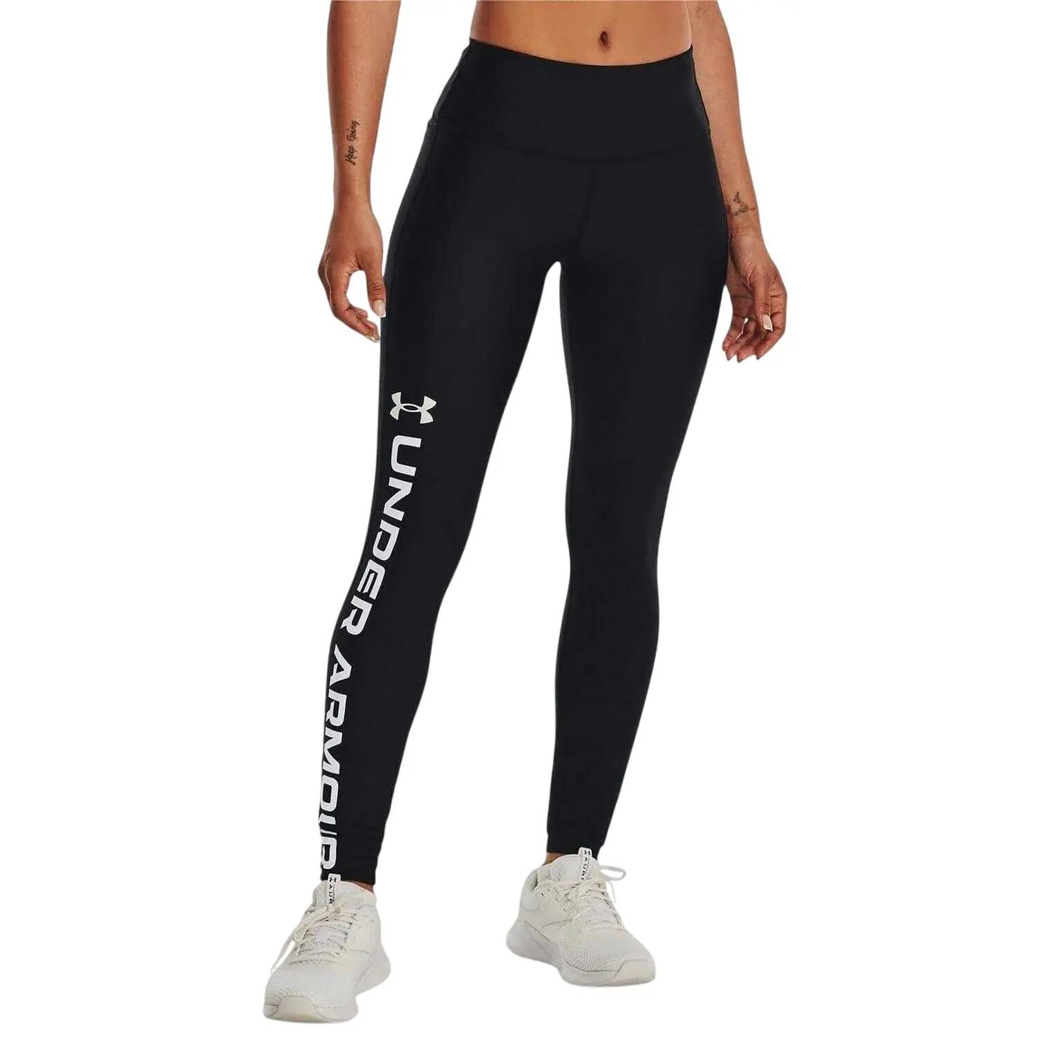 Pantacollant Vita Alta Donna Under Armour Performance Nero Bianco 4/4