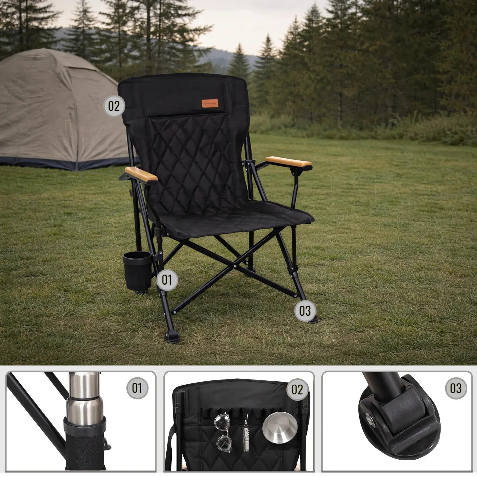Sedia da campeggio Creekwood outdoor camping poltrona bracciolo legno 136kg 4/7