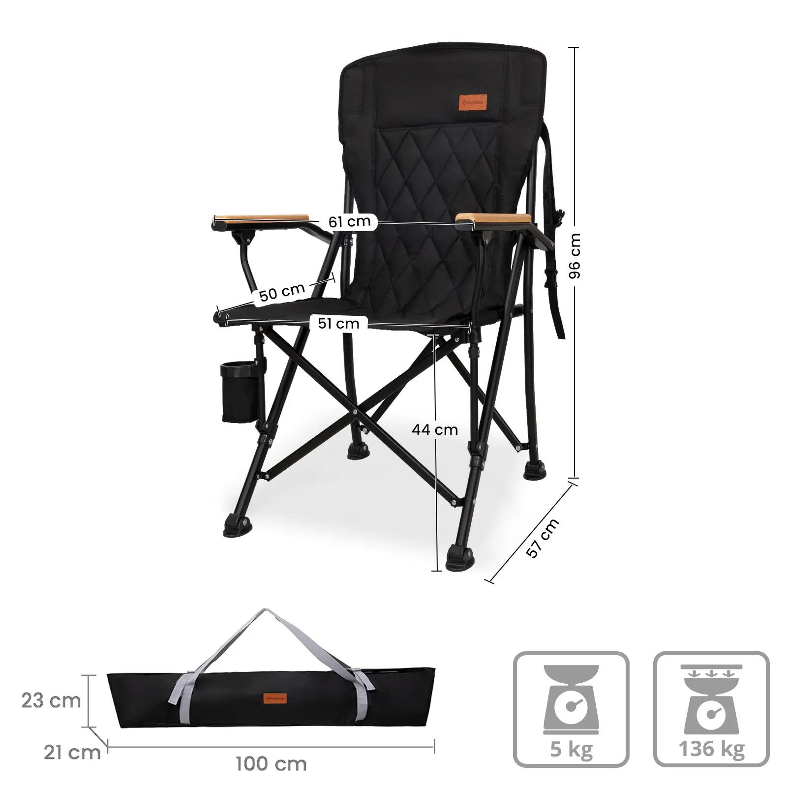 Sedia da campeggio Creekwood outdoor camping poltrona bracciolo legno 136kg 2/7