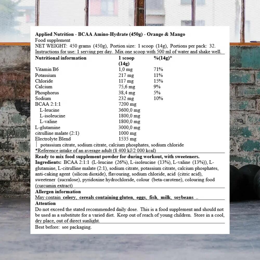 Applied Nutrition BCAA Amino-Hydrate (450g) Orange & Mango - Acides aminés 3/3