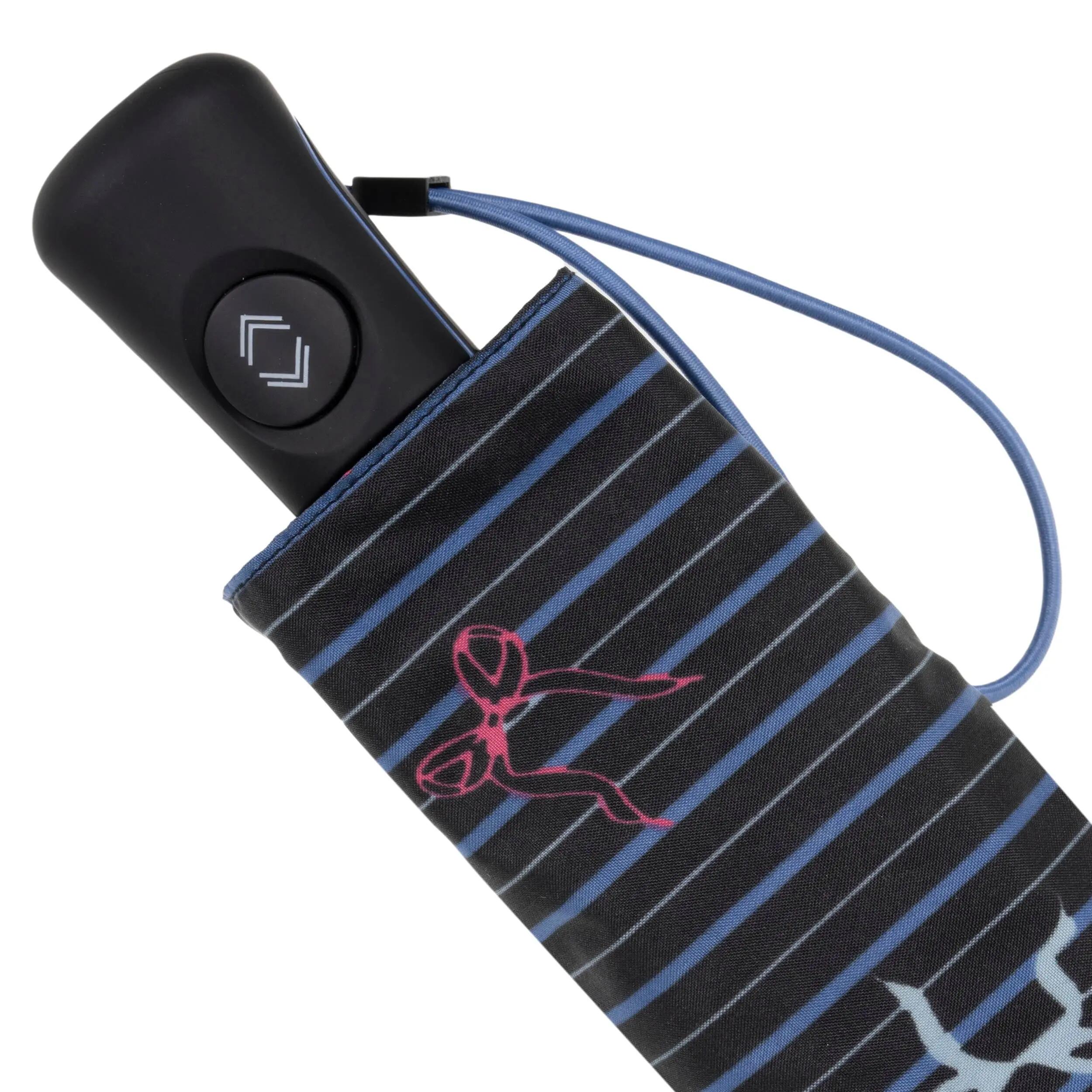 Mini-paraplu met streepjesmotief en blauwe strik 5/5