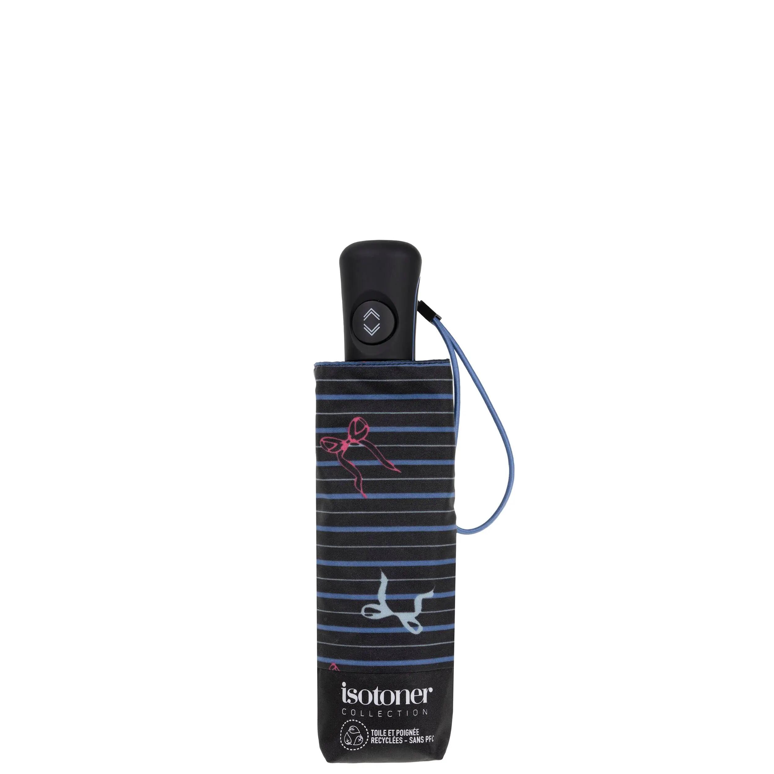 Mini-paraplu met streepjesmotief en blauwe strik 4/5