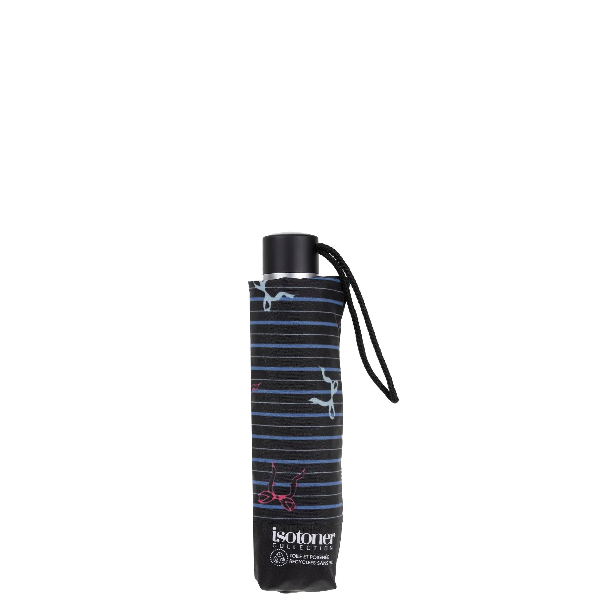 Goedkope paraplu met strepen en blauwe strik 4/5