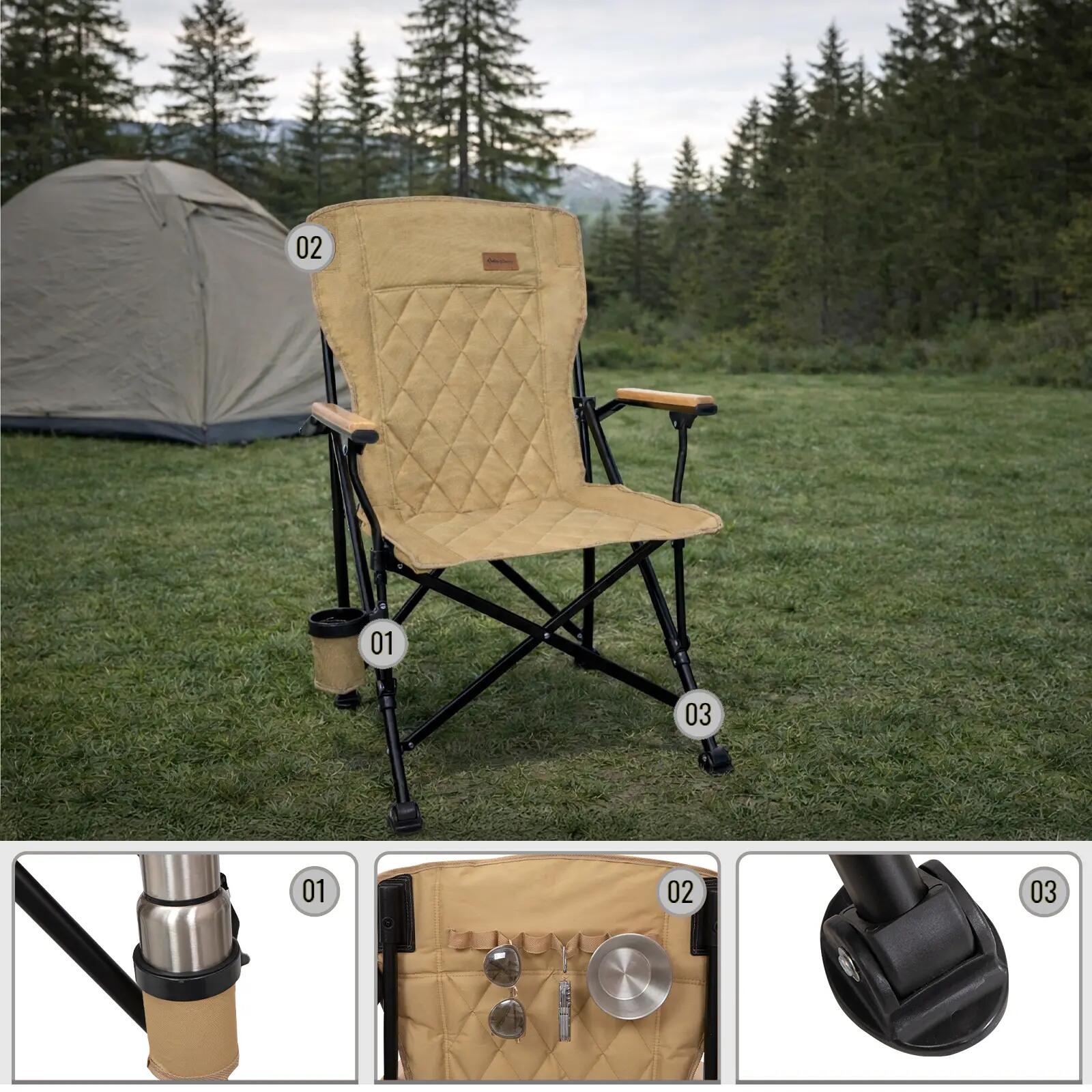 Sedia da campeggio Creekwood outdoor camping poltrona bracciolo legno 136kg 5/7