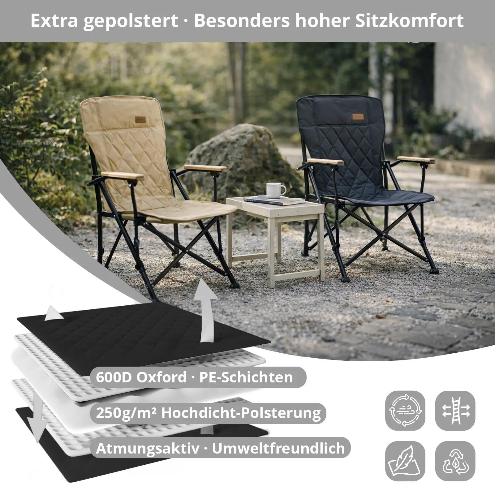 Sedia da campeggio Creekwood outdoor camping poltrona bracciolo legno 136kg 4/7