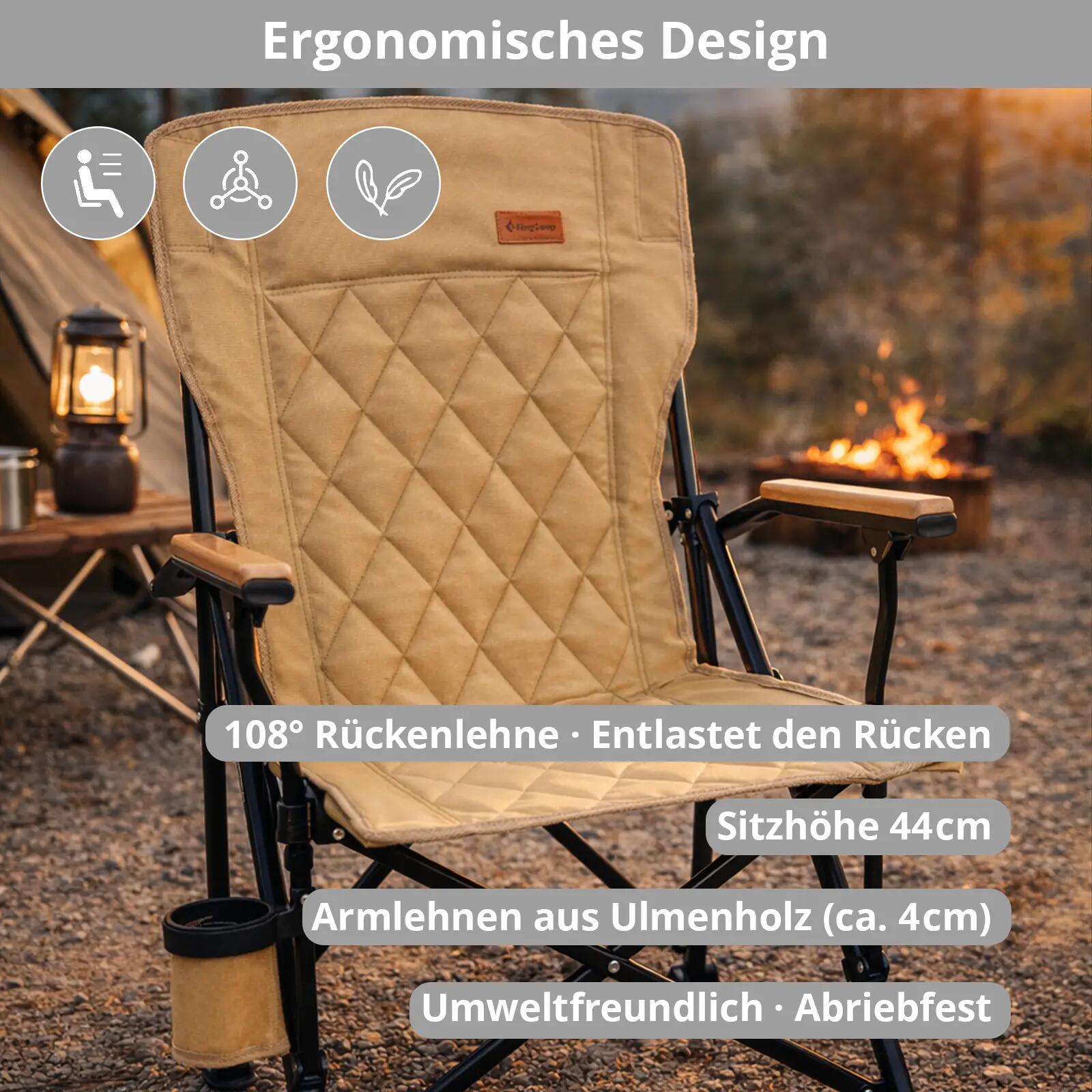Sedia da campeggio Creekwood outdoor camping poltrona bracciolo legno 136kg 3/7