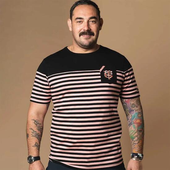 T-shirt Marinière La Fashion - Stade Toulousain X Religion Rugby Noir et rose