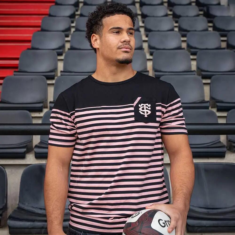 T-shirt Marinière La Fashion - Stade Toulousain X Religion Rugby Noir et rose 5/5