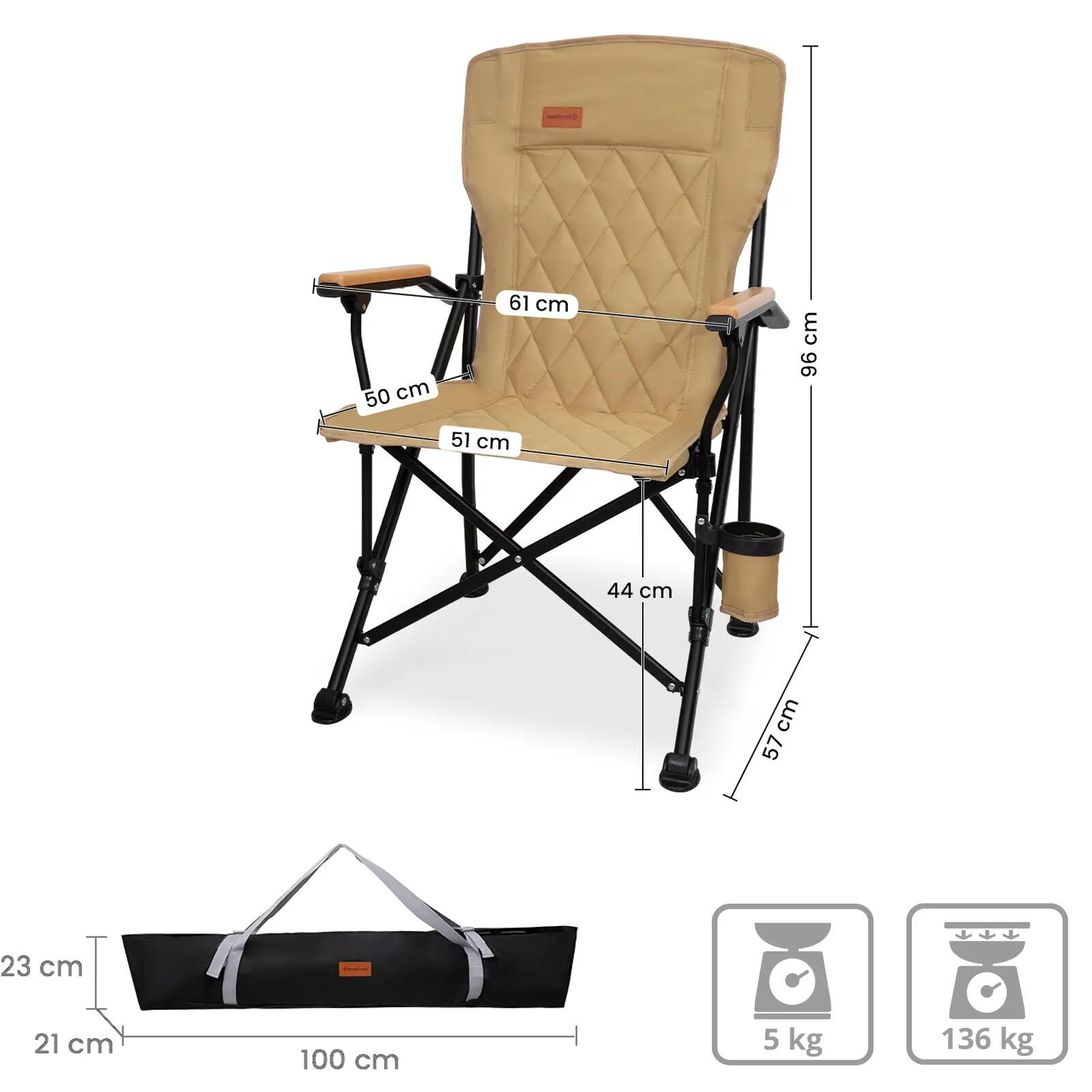 Sedia da campeggio Creekwood outdoor camping poltrona bracciolo legno 136kg 2/7