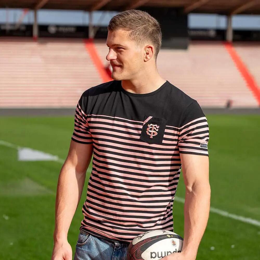 T-shirt Marinière La Fashion - Stade Toulousain X Religion Rugby Noir et rose 4/5