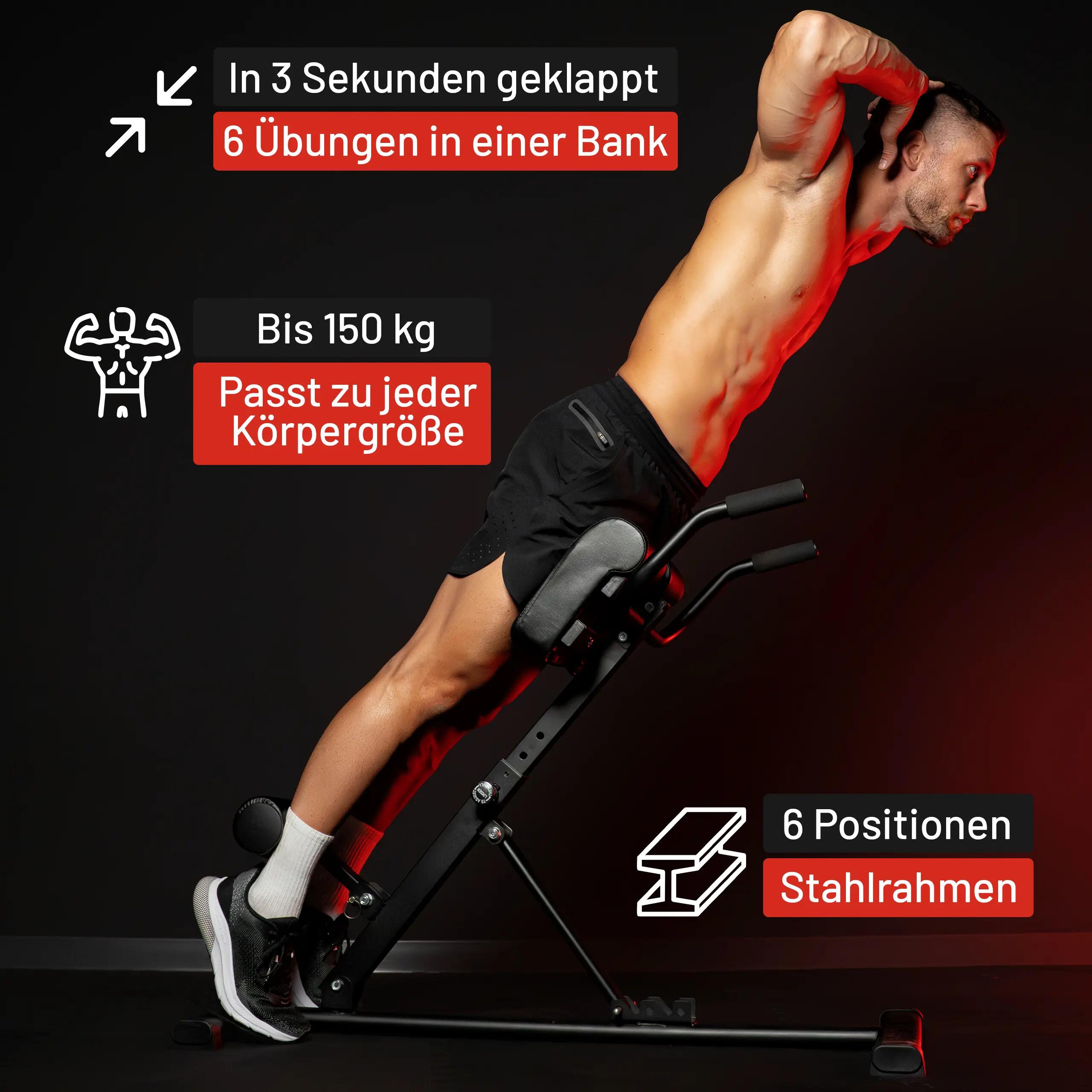 Banc Lombaire -  Banc Musculation, Chaise Romaine Pliable, Chaise Abdominaux 3/7