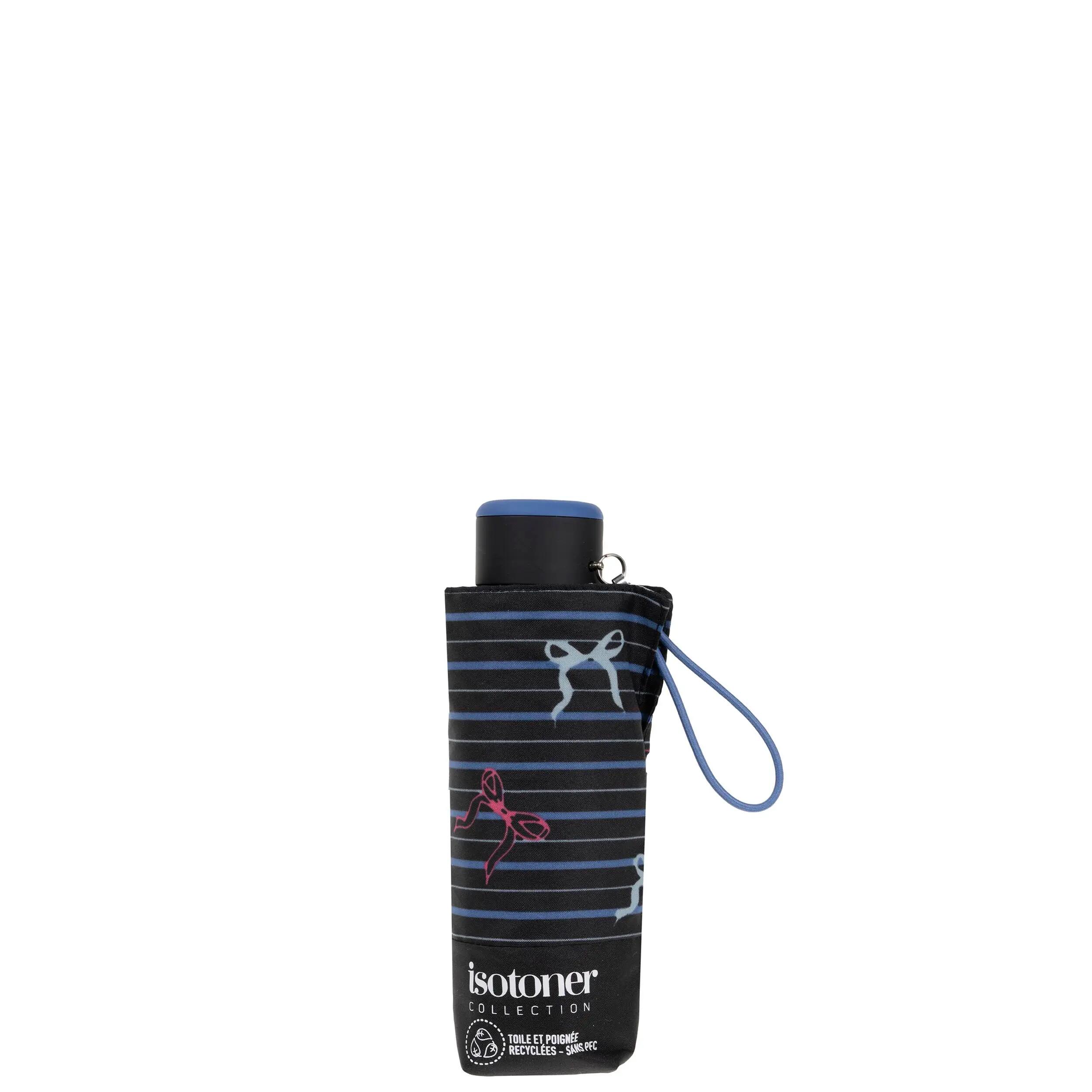 Mini Slim-paraplu met strepen en blauwe strik 4/5