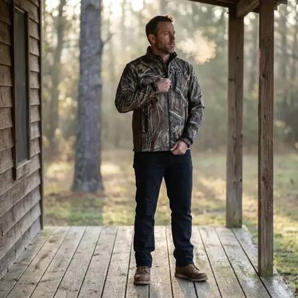Blouson chasse softshell 4 poches polyester camo kaki S à 3XL