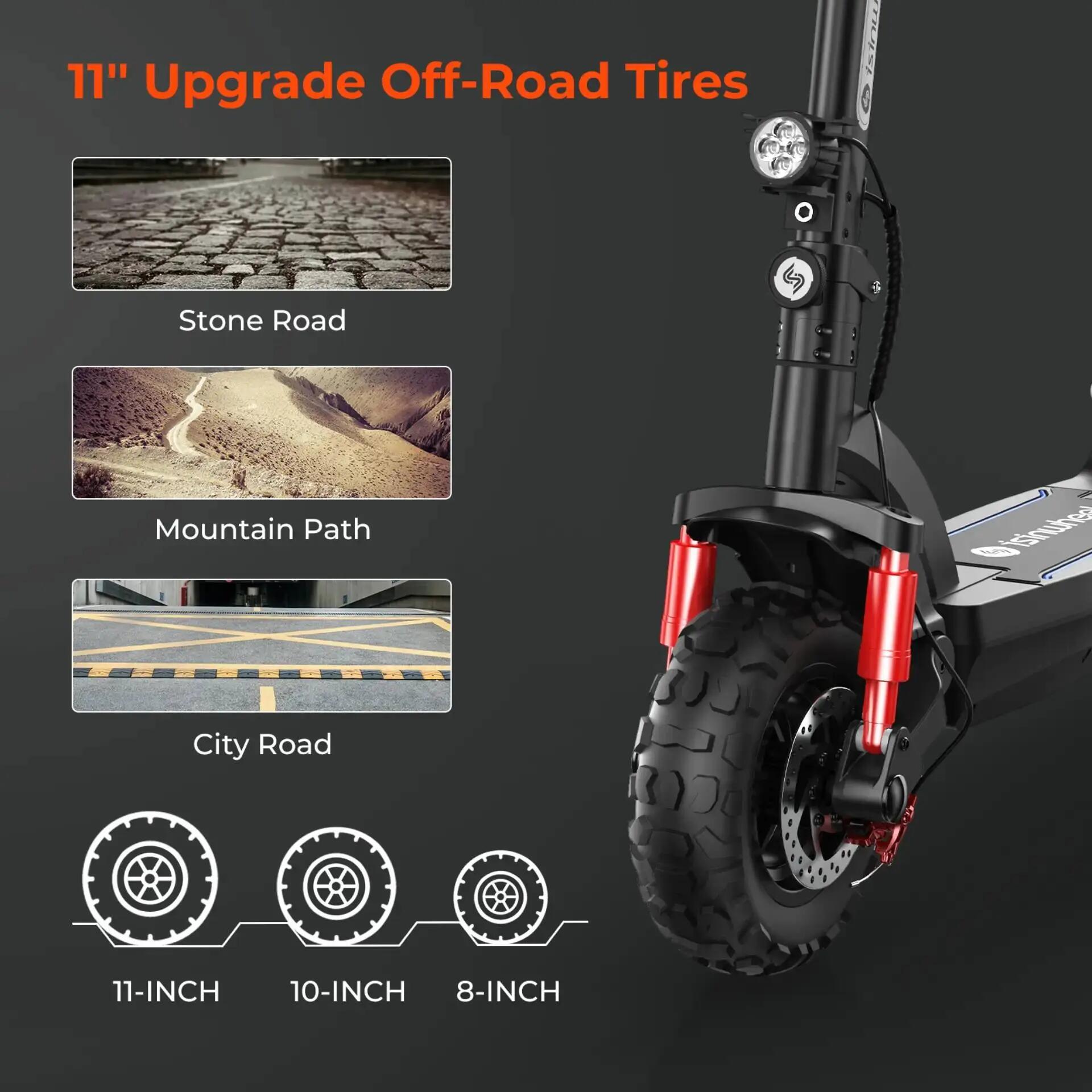 Patinete eléctrico plegable isinwheel GT2-DGT｜Batería 48V 15Ah｜Neumático 11" 6/9