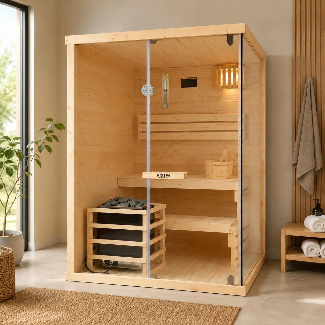 Sauna finlandese per casa 2-3 persone in legno di abete 2/7