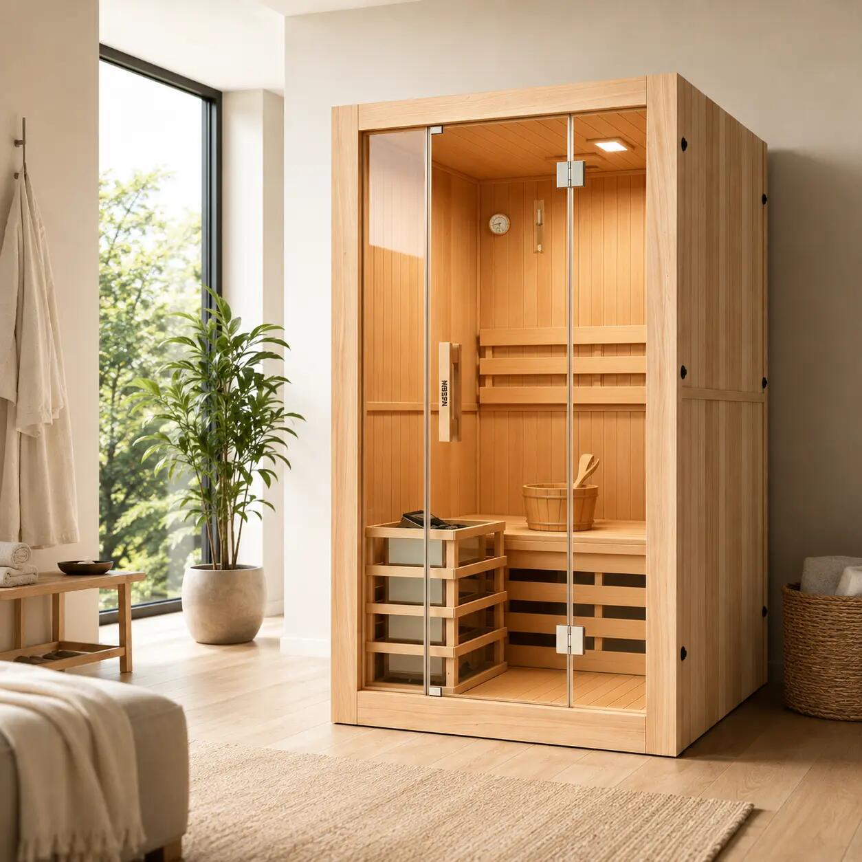 Sauna finlandese per 2 persone in legno Hemlock canadese 2/7