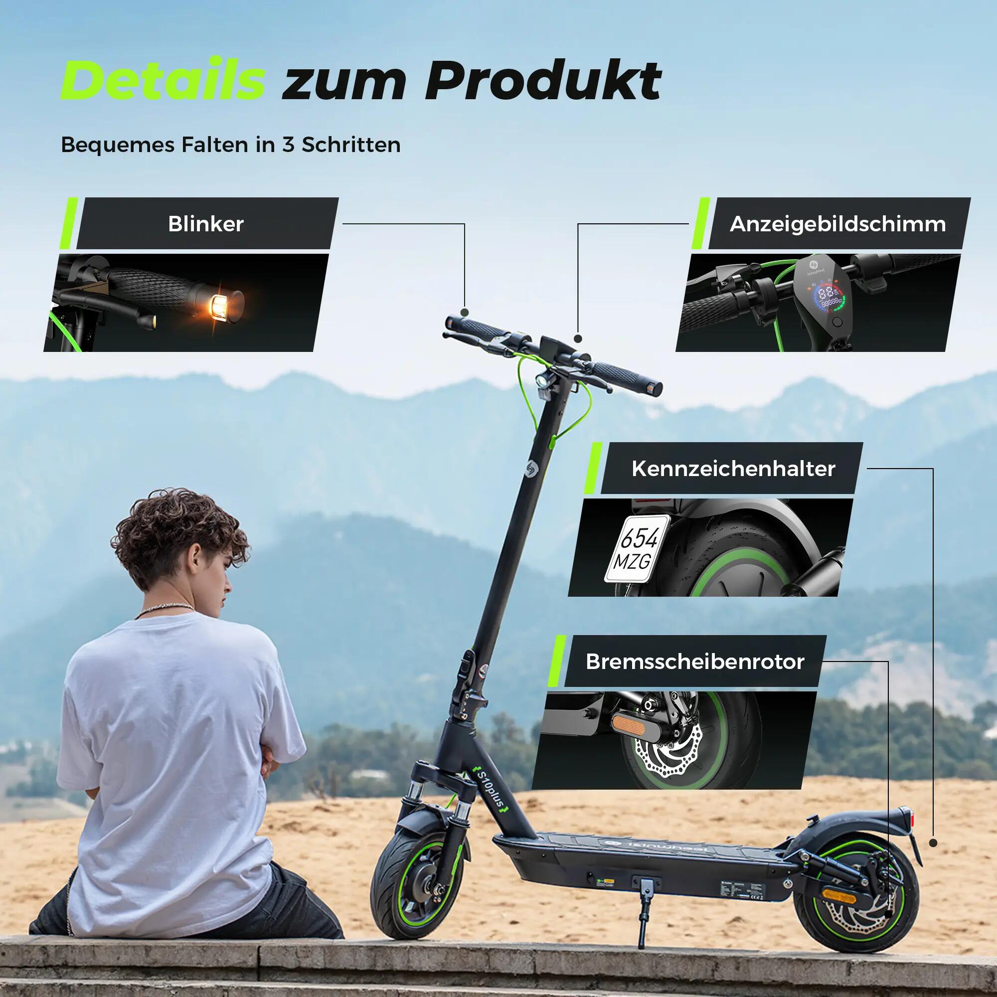 Patinete plegable isinwheel S10 PLUS-ABE｜42V 15Ah Batería｜10" Neumático 4/8