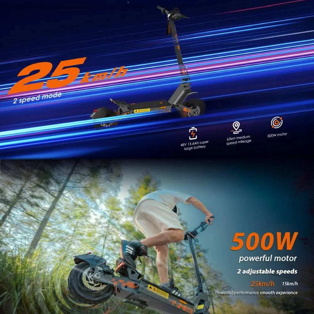 Opvouwbare Elektrische Step G2(VMP) Snelheid 25km/h, 10" Banden, 48V 15.6Ah Accu 7/12
