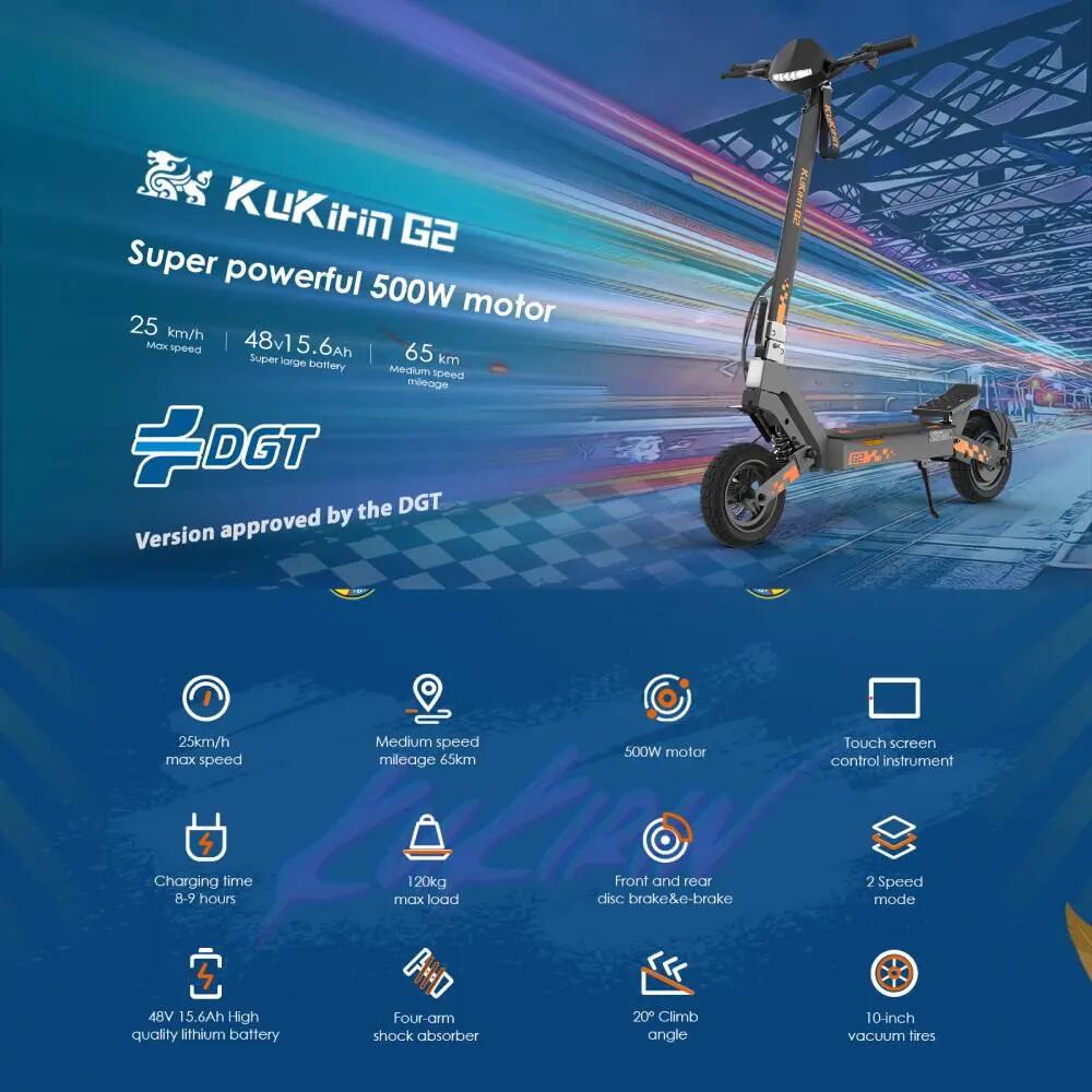 Opvouwbare Elektrische Step G2(VMP) Snelheid 25km/h, 10" Banden, 48V 15.6Ah Accu 6/12