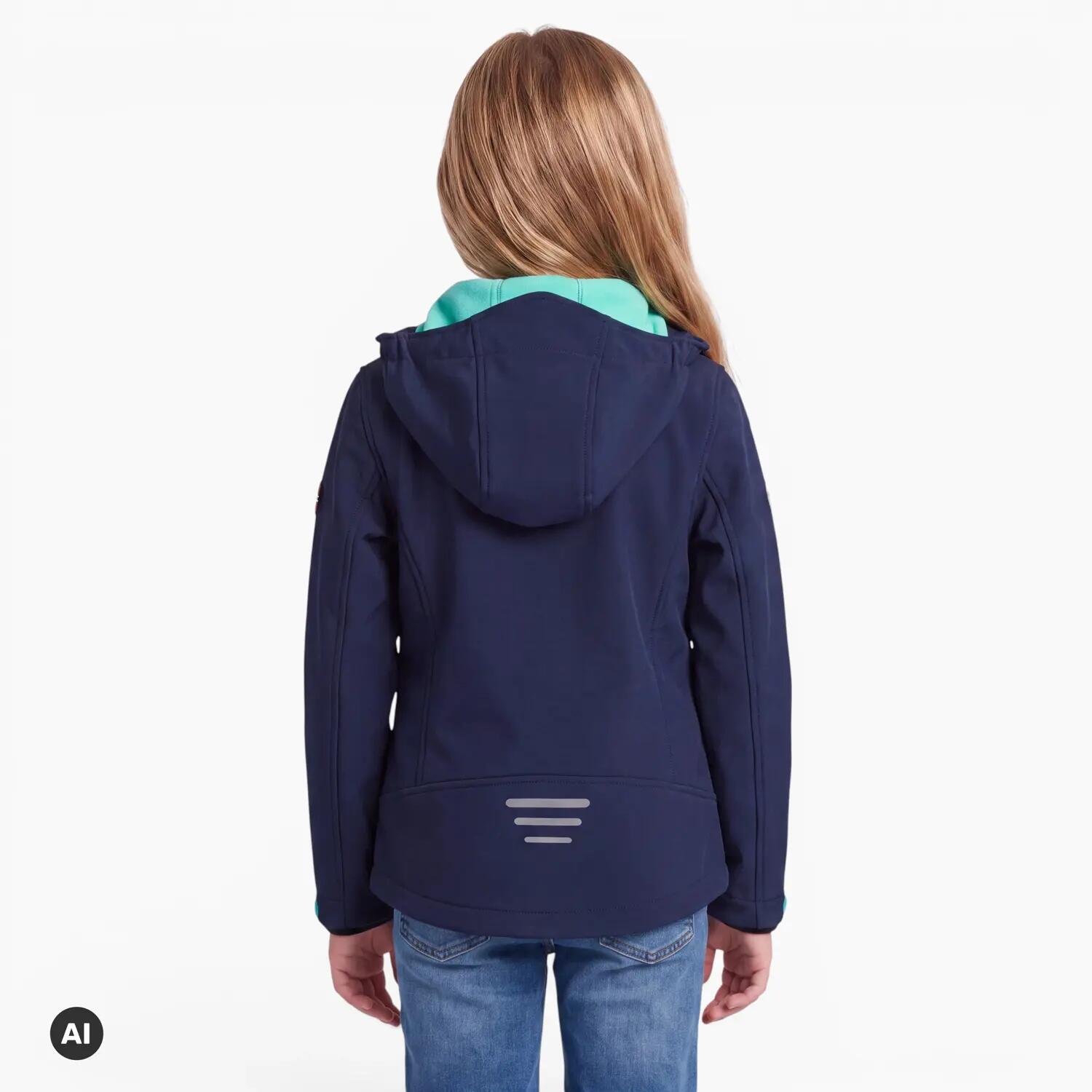 Mädchen-Softshelljacke Trollfjord Marine/Türkis winddicht und wasserabweisend 3/5
