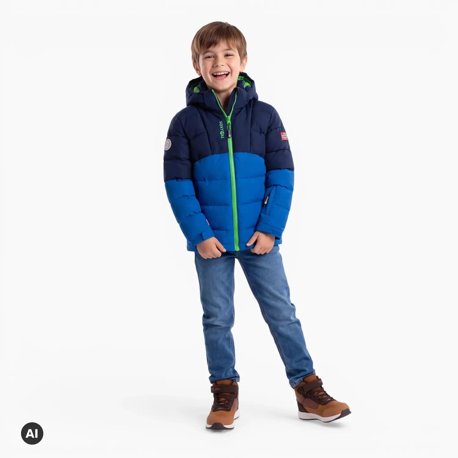 Giacca bambini Gryllefjord Trollkids blu navy/verde chiaro 100% poliestere 2/5