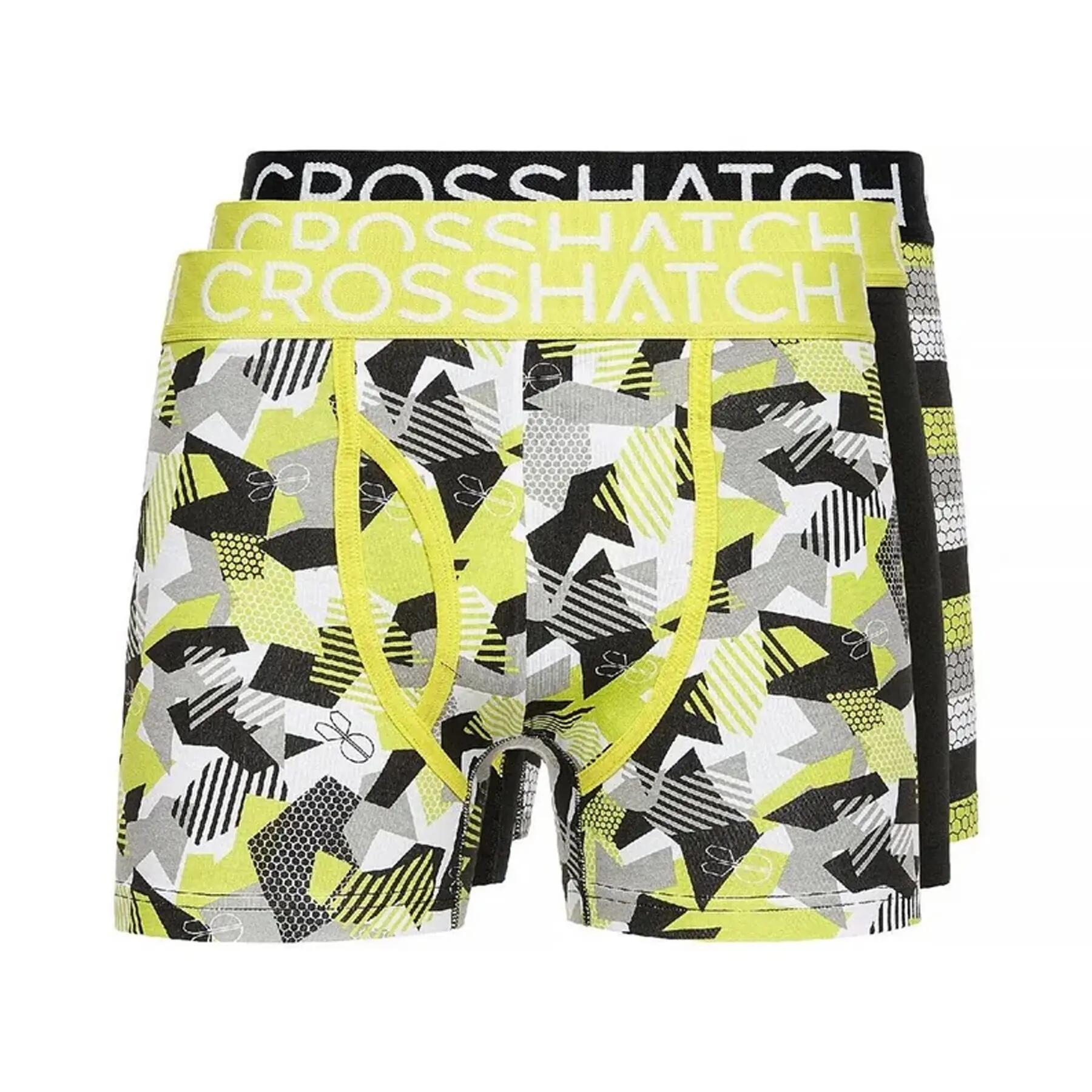 Crosshatch Mens Crystaline Geometric Boxer Briefs (Pack of 3)