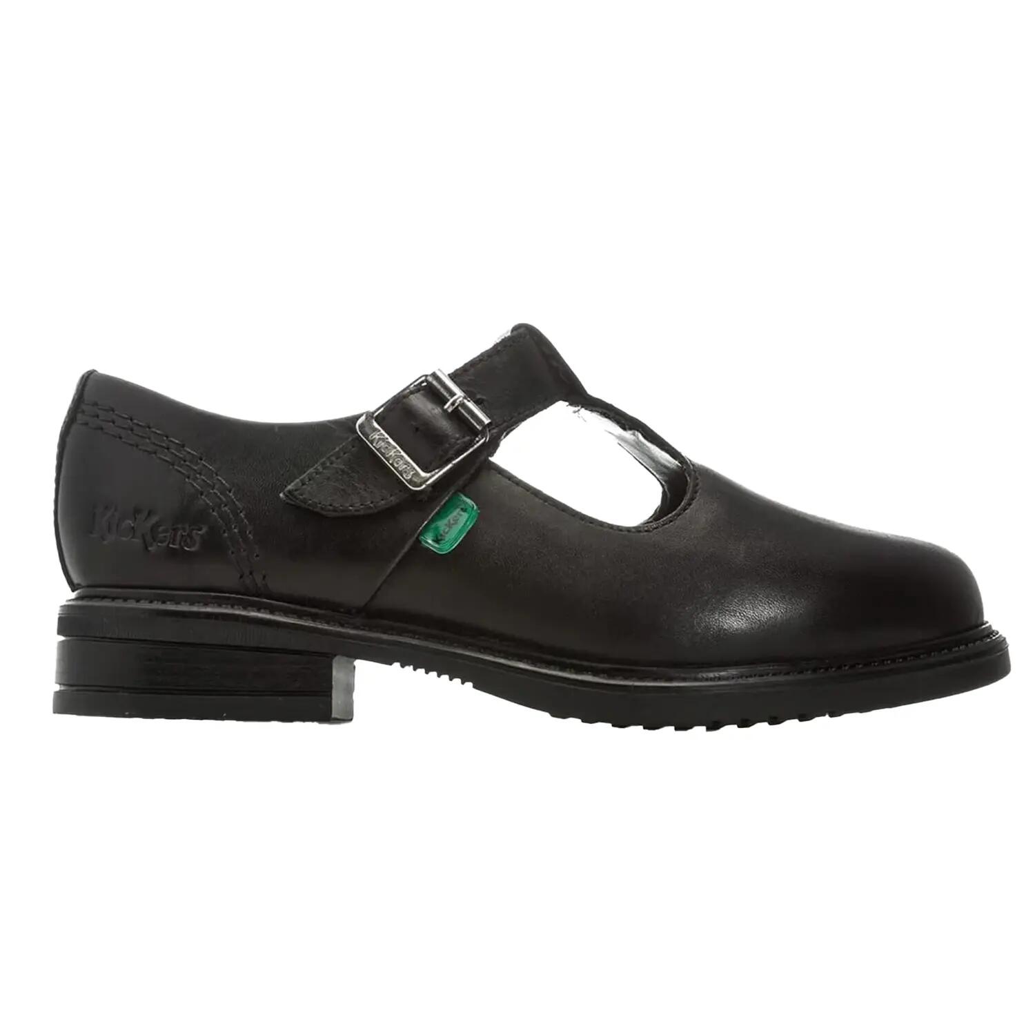 Kickers Girls Lach Leather T-Bar Low Block Heel School Shoes