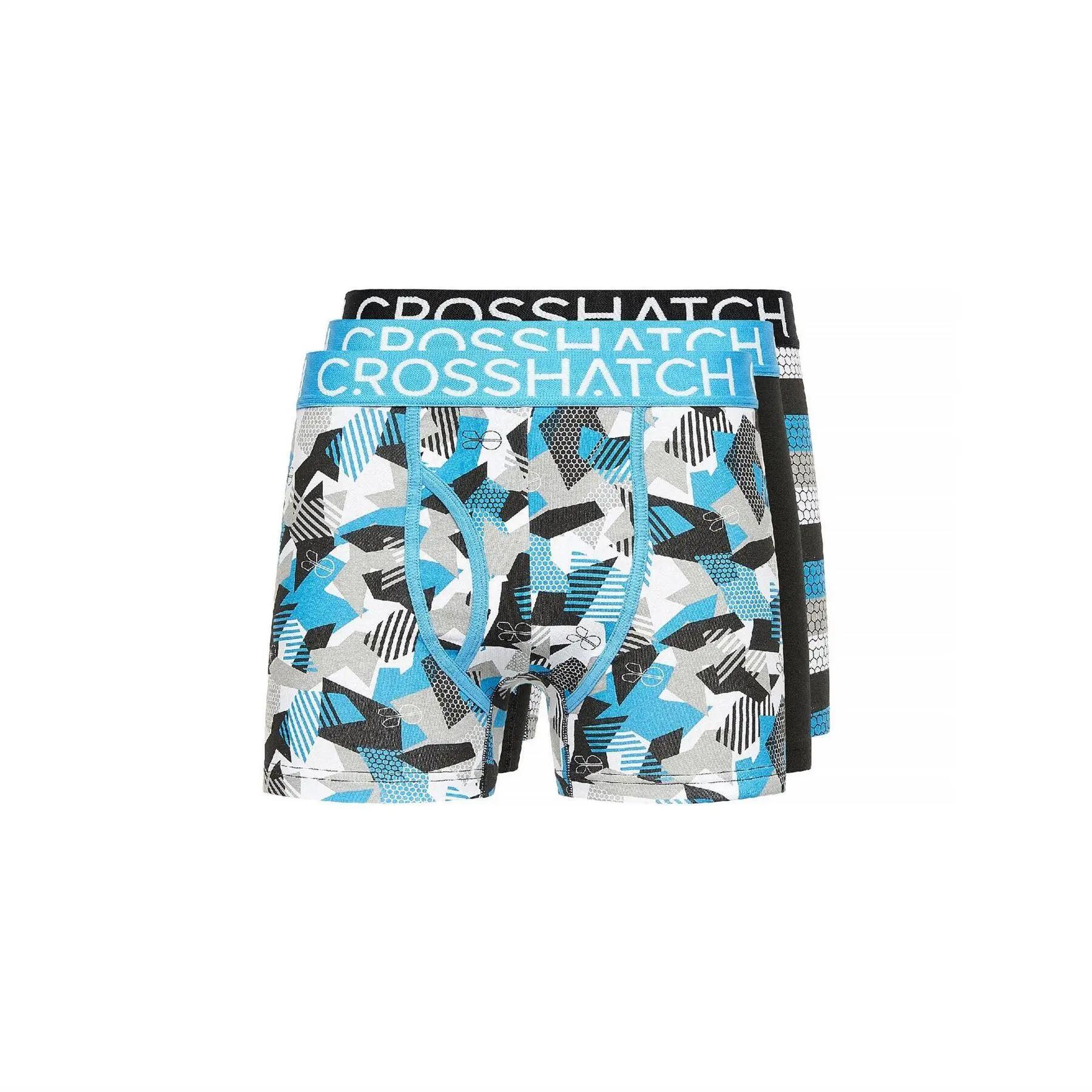 Crosshatch Mens Crystaline Geometric Boxer Briefs (Pack of 3)