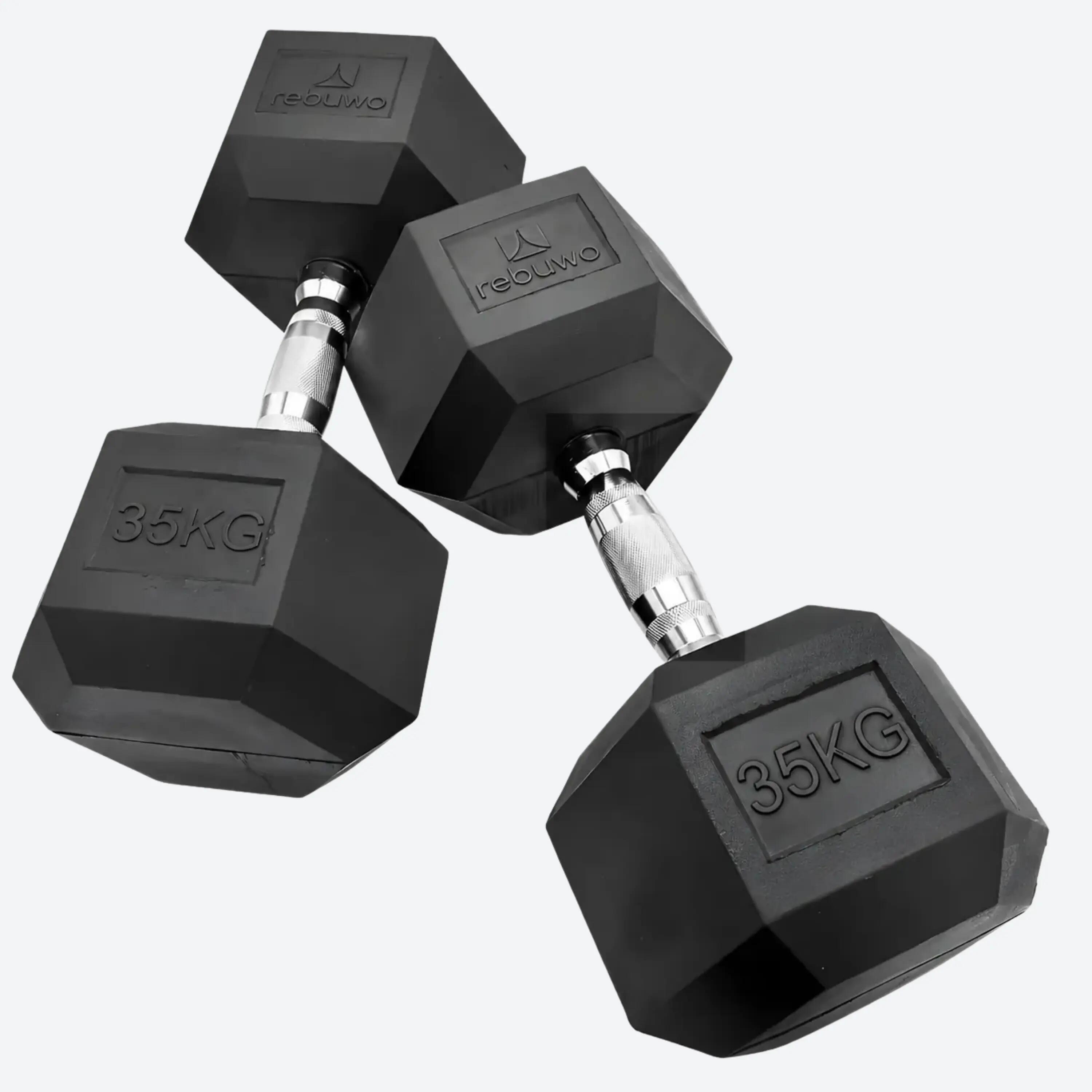 Rebuwo Hex Altıgen Kauçuk Kaplı Dambıl 35 kg 1 Adet 1/3