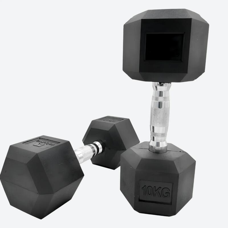 Rebuwo Hex Altıgen Kauçuk Kaplı Dambıl 10 kg 1 Çift