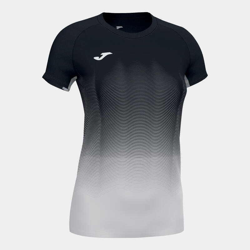 Camiseta Manga Corta Running Elite VII Niña Negro Blanco Gris