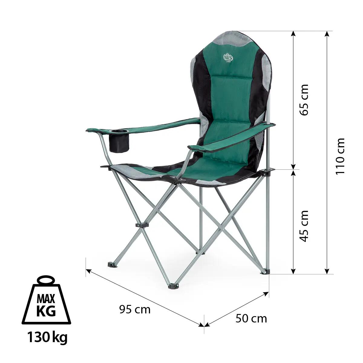 Opvouwbare campingstoel met bekerhouder 130 kg NILS CAMP NC3080 8/8