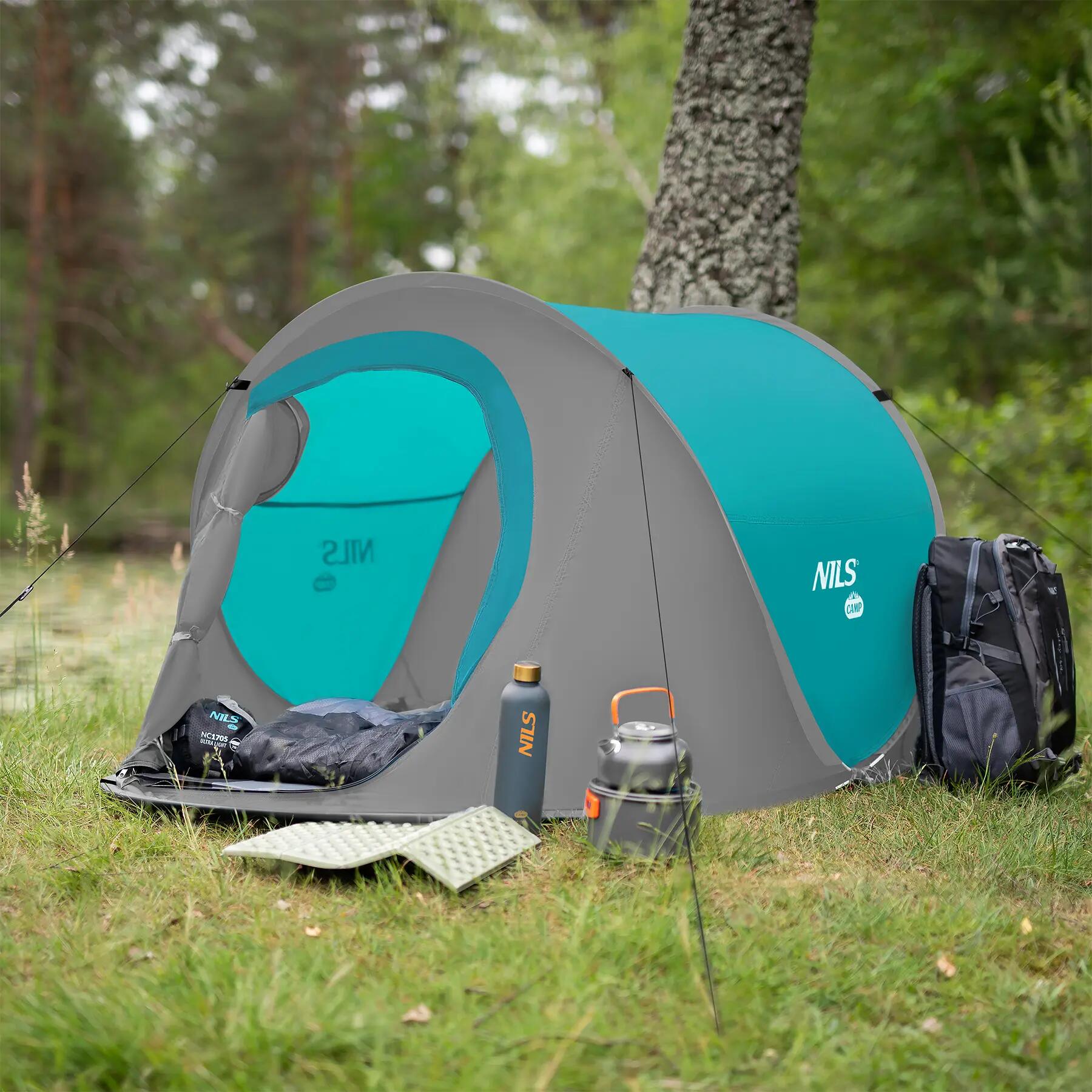 Snel opzetbare 2-persoons kampeertent met UV-bescherming NILS CAMP NC3743 6/15