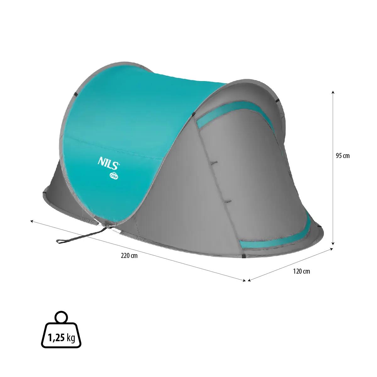 Snel opzetbare 2-persoons kampeertent met UV-bescherming NILS CAMP NC3743 3/15