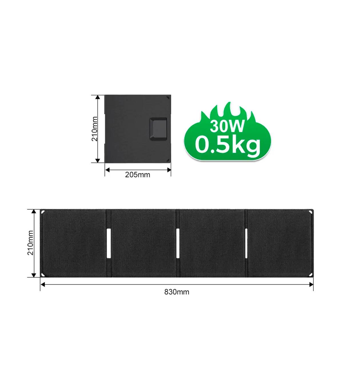Painel Solar Dobrável 30W USB-C USB-A - Carregador Solar Portátil Campismo 7/12