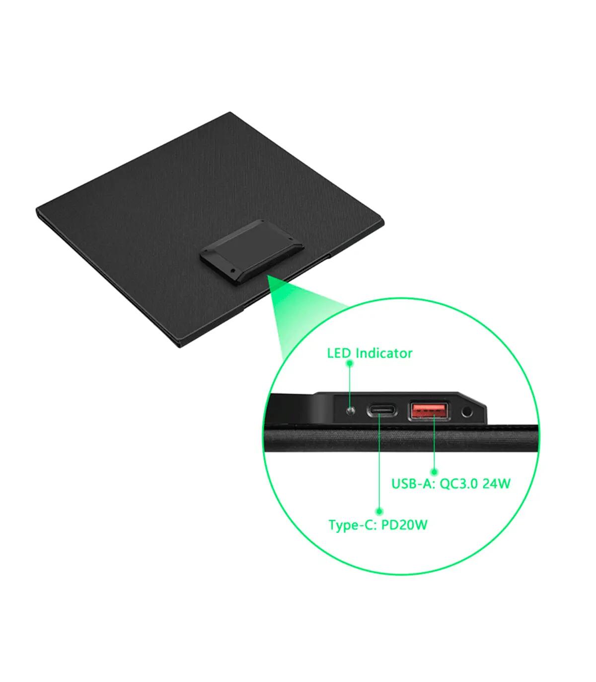 Painel Solar Dobrável 30W USB-C USB-A - Carregador Solar Portátil Campismo 6/12
