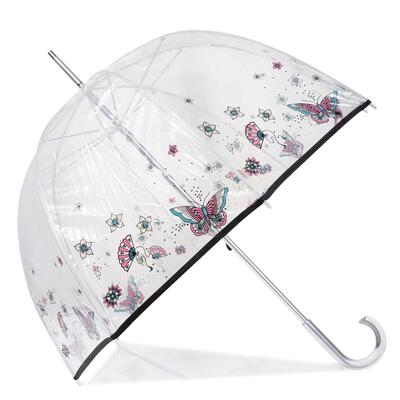 Ombrello a campana trasparente PVC/Nero leopardato