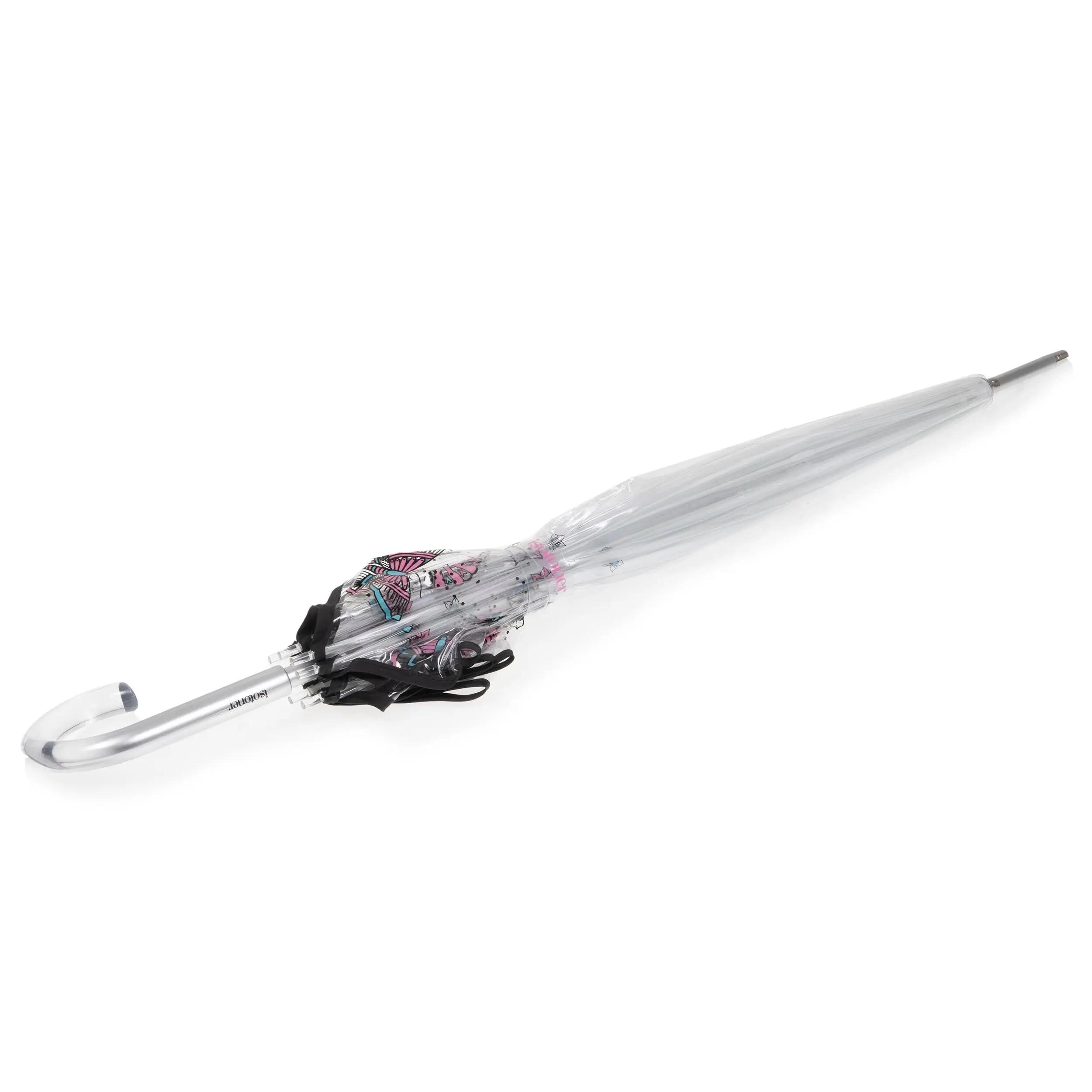 Ombrello a campana trasparente in PVC / Farfalla rosa 2/5