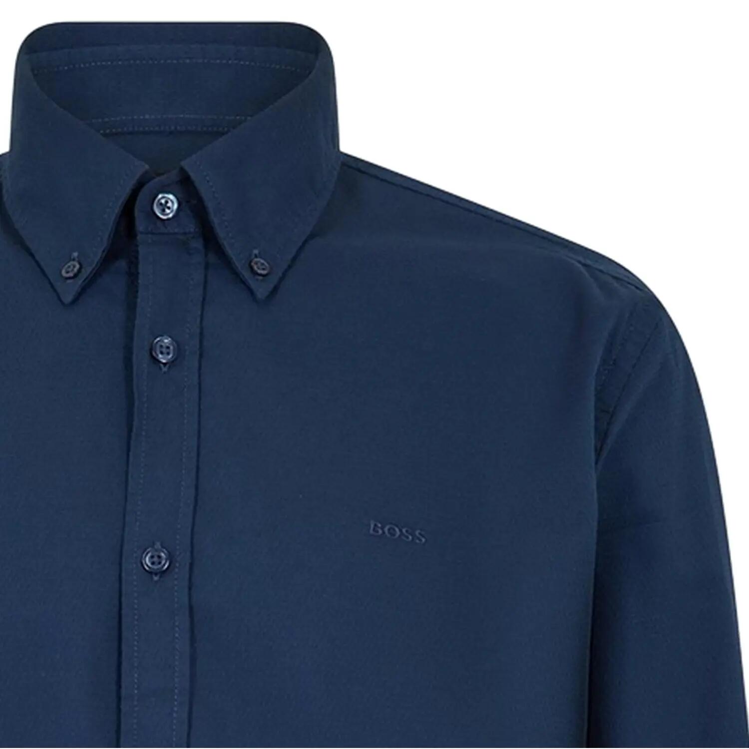 Camicia Oxford Manica Lunga Uomo Boss Rickert Blu 4/4