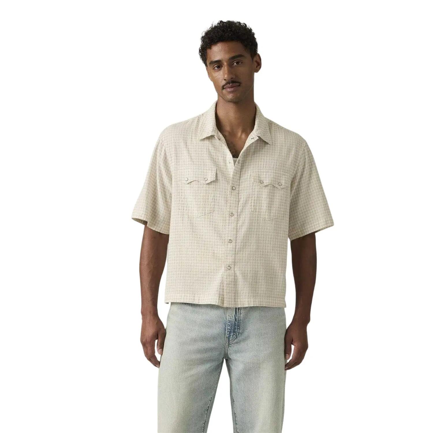 Camicia Boxy Incrociata Occidentale Maniche Corte Uomo Levis Bianco 4/4