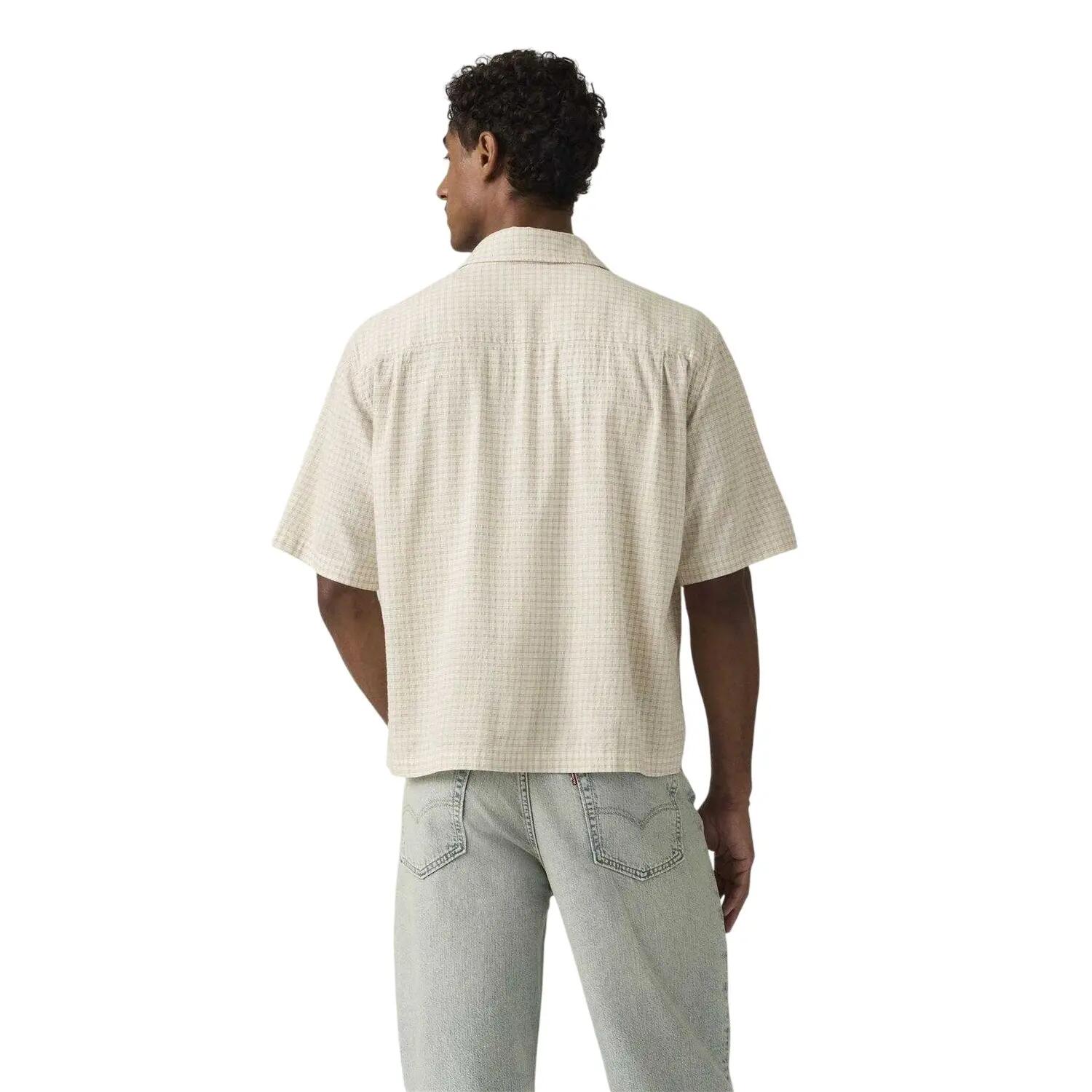 Camicia Boxy Incrociata Occidentale Maniche Corte Uomo Levis Bianco 3/4