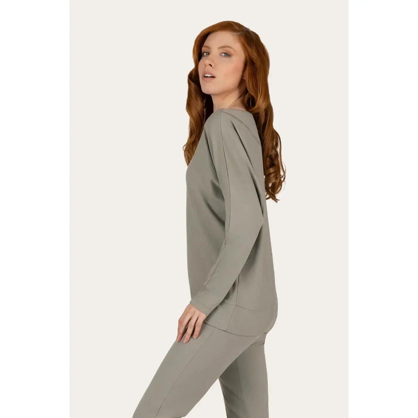Chemise de Yoga à manches longues Budhi, manche chauve-souris - gris galet 6/6