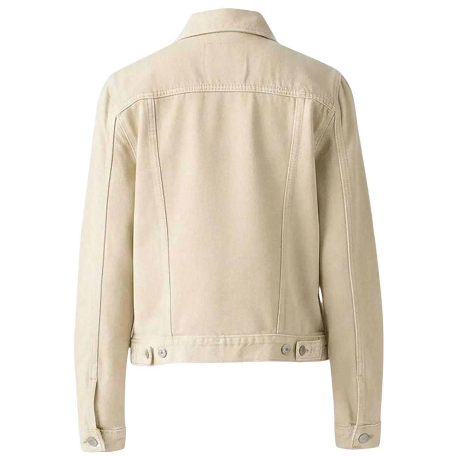 Womens/Ladies Denim Trucker Jacket (Beige) 3/5