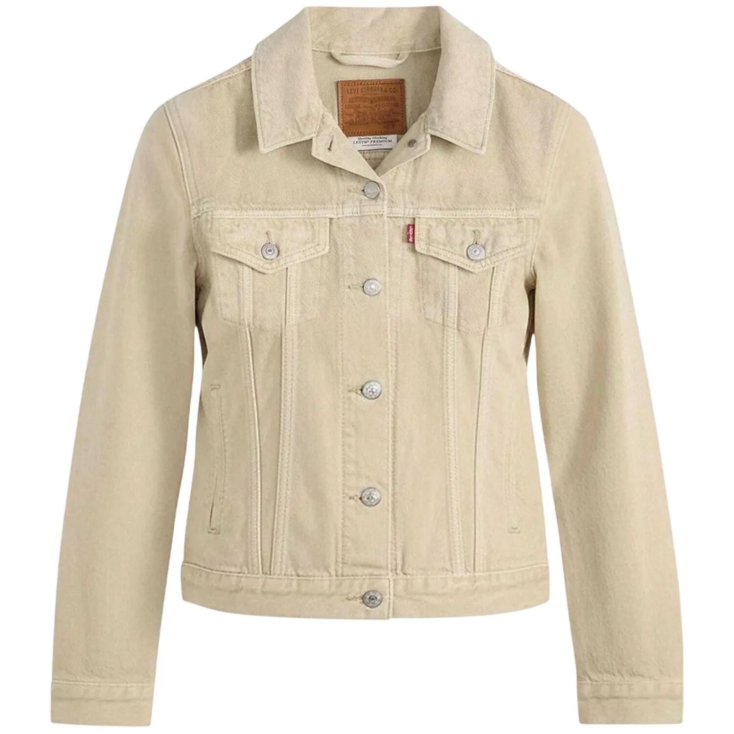 Womens/Ladies Denim Trucker Jacket (Beige) 2/5