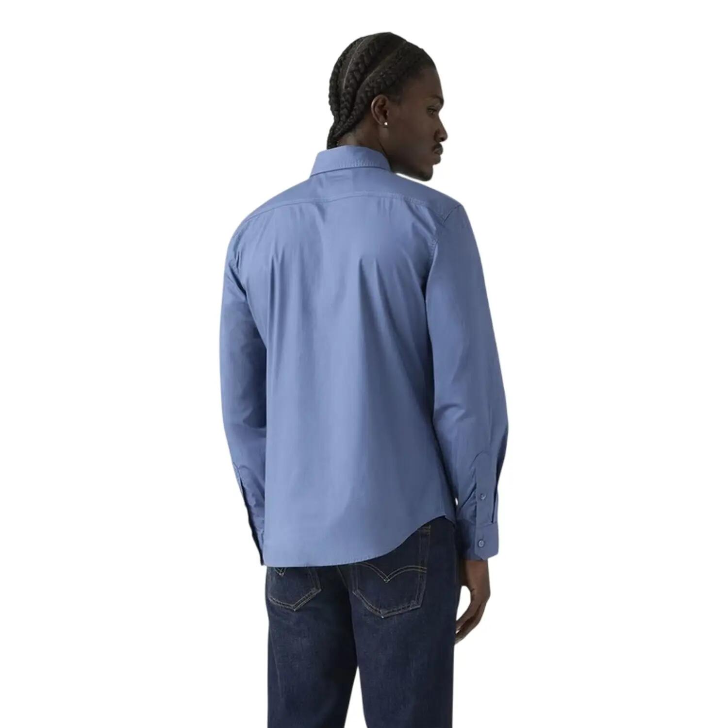 Camicia Aderente Semplice Uomo Levis Blu 3/3