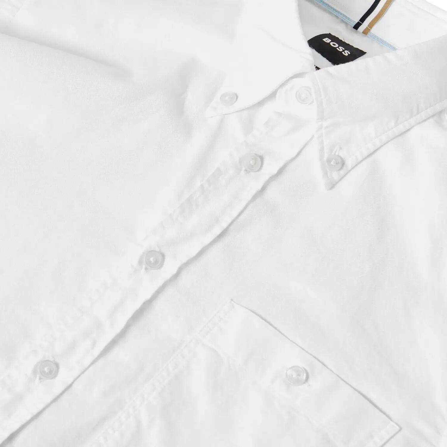 Camicia Button Down Semplice Oxford Uomo Boss Bianco 3/3