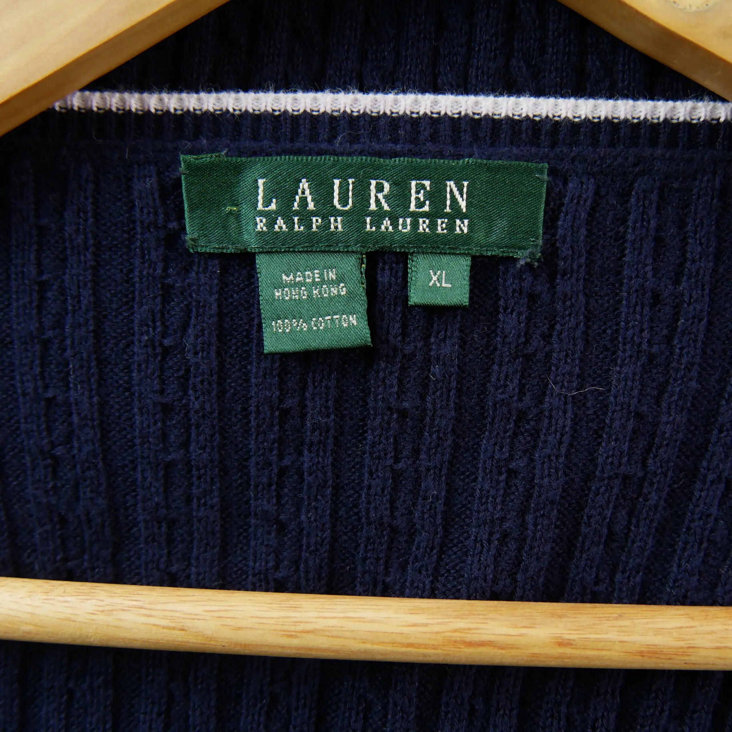 Tweedehands - Lauren Ralph Lauren damestrui ribgebreid marine - Goede staat 7/7