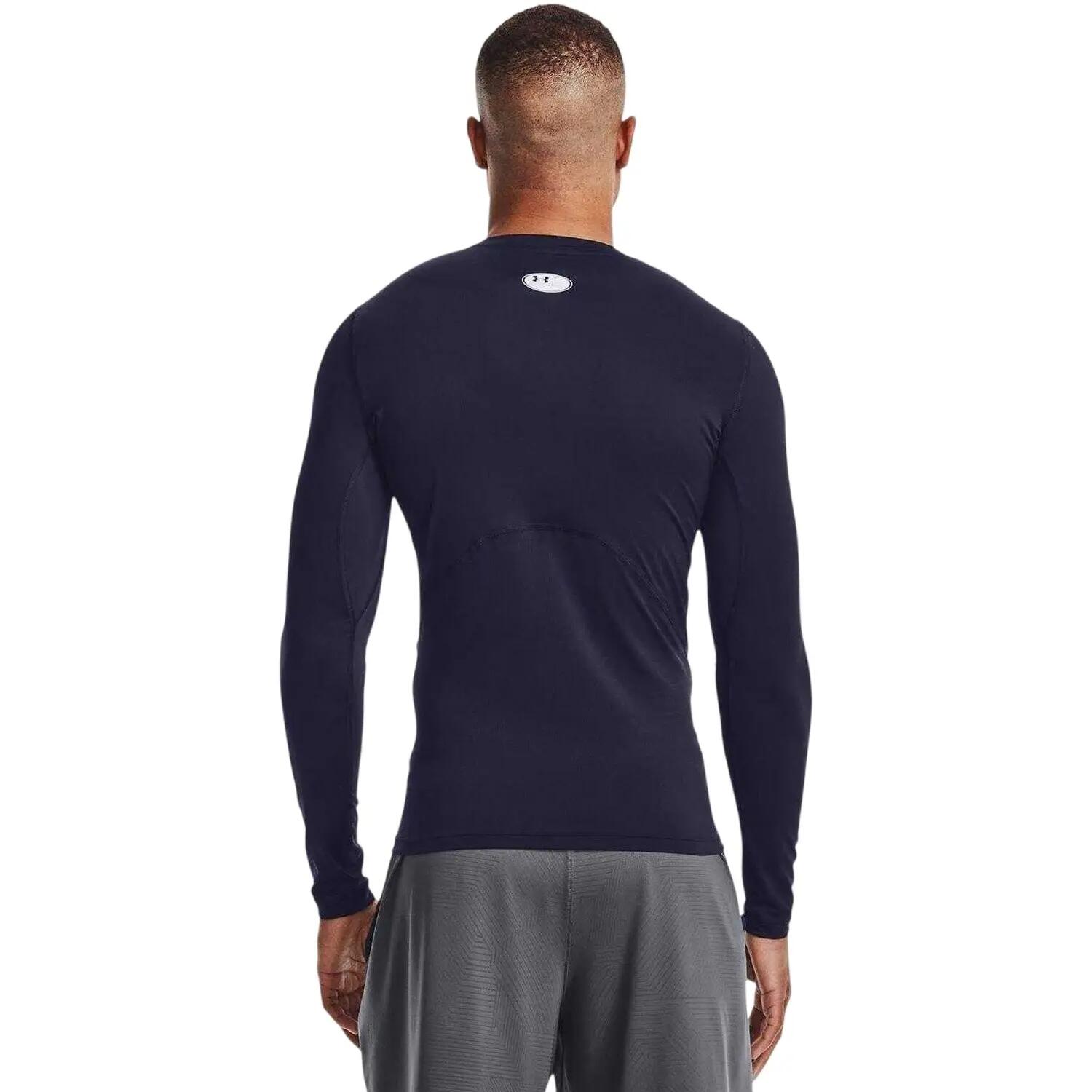HeatGearbasislaagshirt voor heren (Marine, Wit) 3/8
